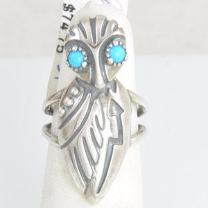 Carolyn Pollack American West Sterling Silver Sleeping Beauty Turquoise Owl Ring